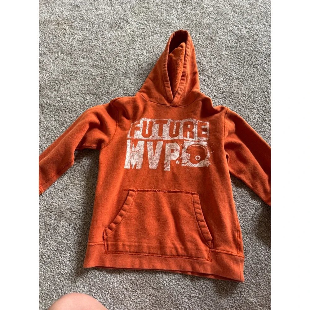 The Childrens Place Boys Orange Future MVP Football Hoodie Sweatshirt L 10/12